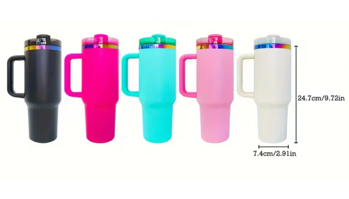 Birth Flower / Name Personalized Custom 40 oz Tumbler with Handle