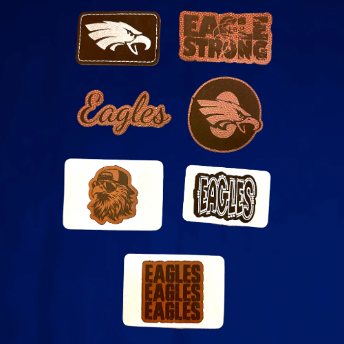 Custom School Team Hat Laser Engraved Leatherette Patches by