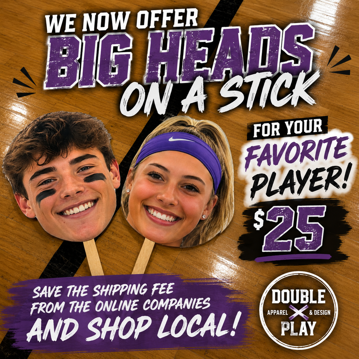 Custom Big Head on a Stick – 12" × 18" Personalized School Sports Fan Face Cutout