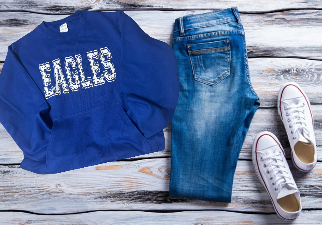 Eagles Distressed Kangaroo Pouch Crew