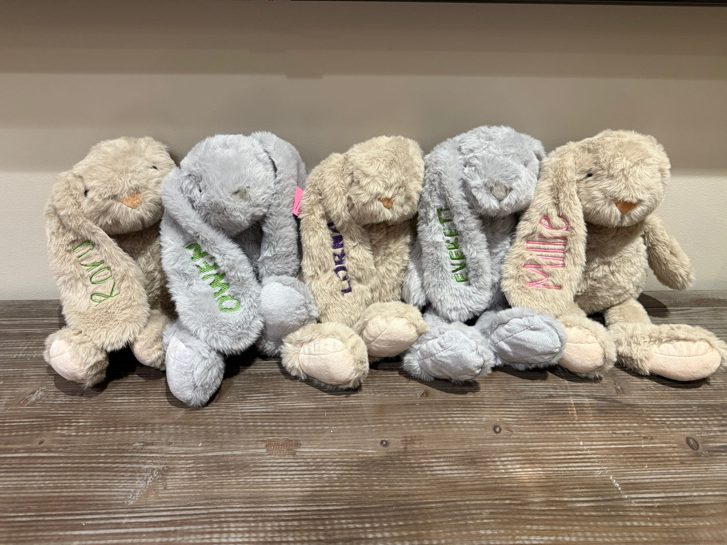 Stuffed Bunny with Embroidered Ear