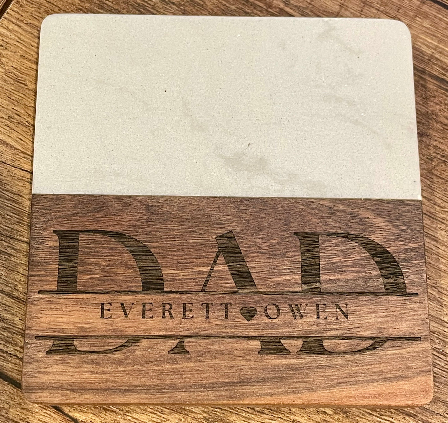 Square Marble / Wooden Acacia Coasters Personalized (2 or 4 pack)