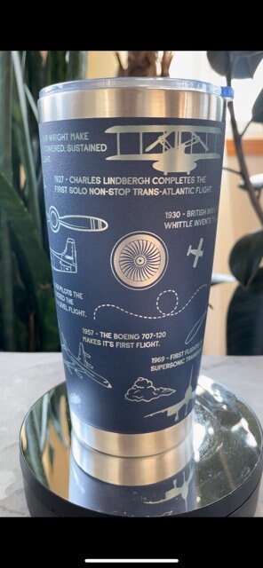 AVIATION HISTORY Laser Engraved Tumbler 20 OZ Coffee Mug
