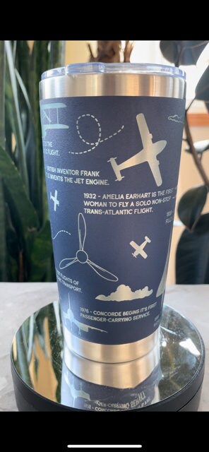 AVIATION HISTORY Laser Engraved Tumbler 20 OZ Coffee Mug