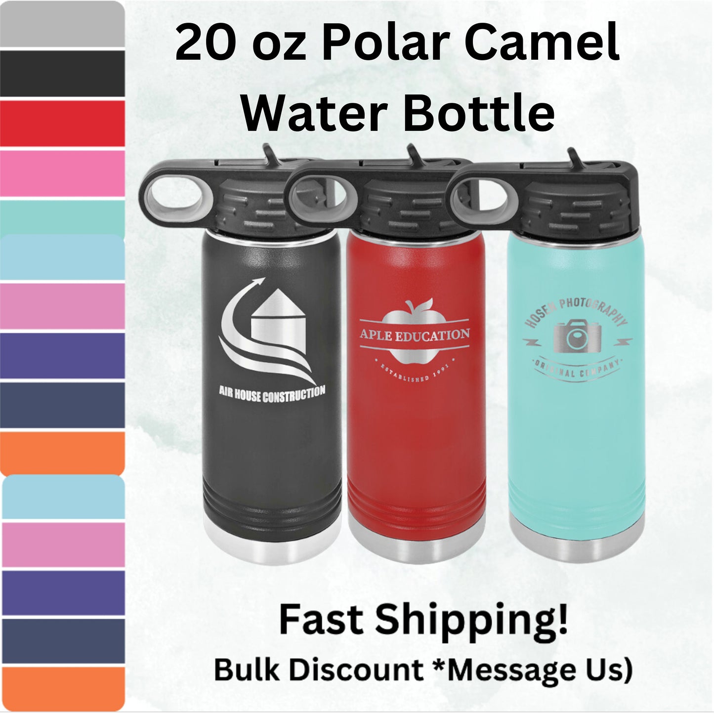 20oz Water Bottle Laser Engraved Personalization