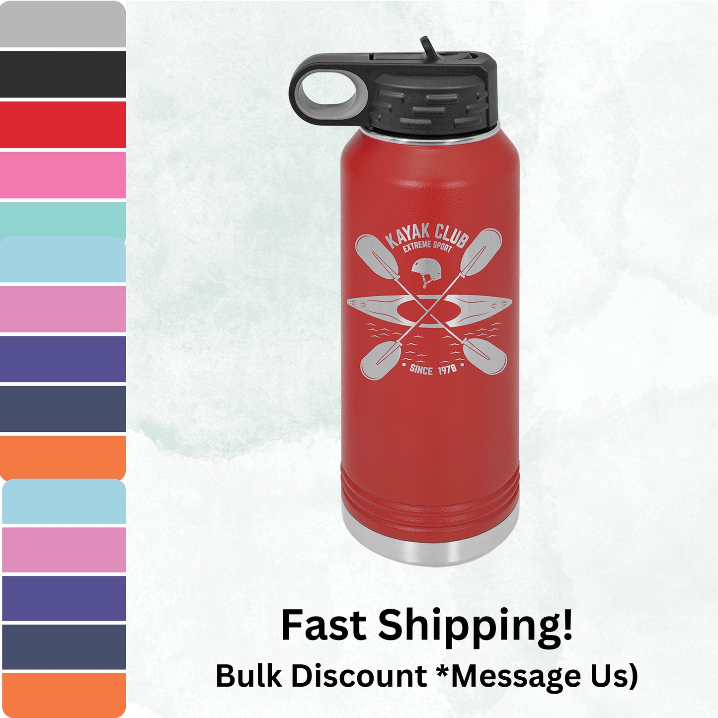 Laser Engraved Water Bottle With Custom Image, Logo, and/or Text. 32oz. Personalized Polar Camel Insulated Stainless Steel MULTIPLES COLORS