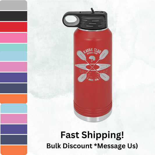 Laser Engraved Water Bottle With Custom Image, Logo, and/or Text. 32oz. Personalized Polar Camel Insulated Stainless Steel MULTIPLES COLORS