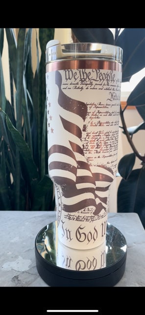We The People/In God We Trust Flag 40oz Tumbler with handle, Stanley Dupe cup, Laser Engraved, Patriotic, America, USA, Constitution