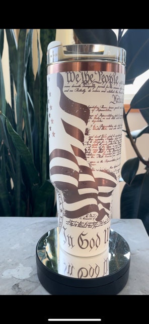 We The People / In God We Trust Flag 40oz Tumbler with handle, Laser Engraved, Patriotic, America, USA, Constitution