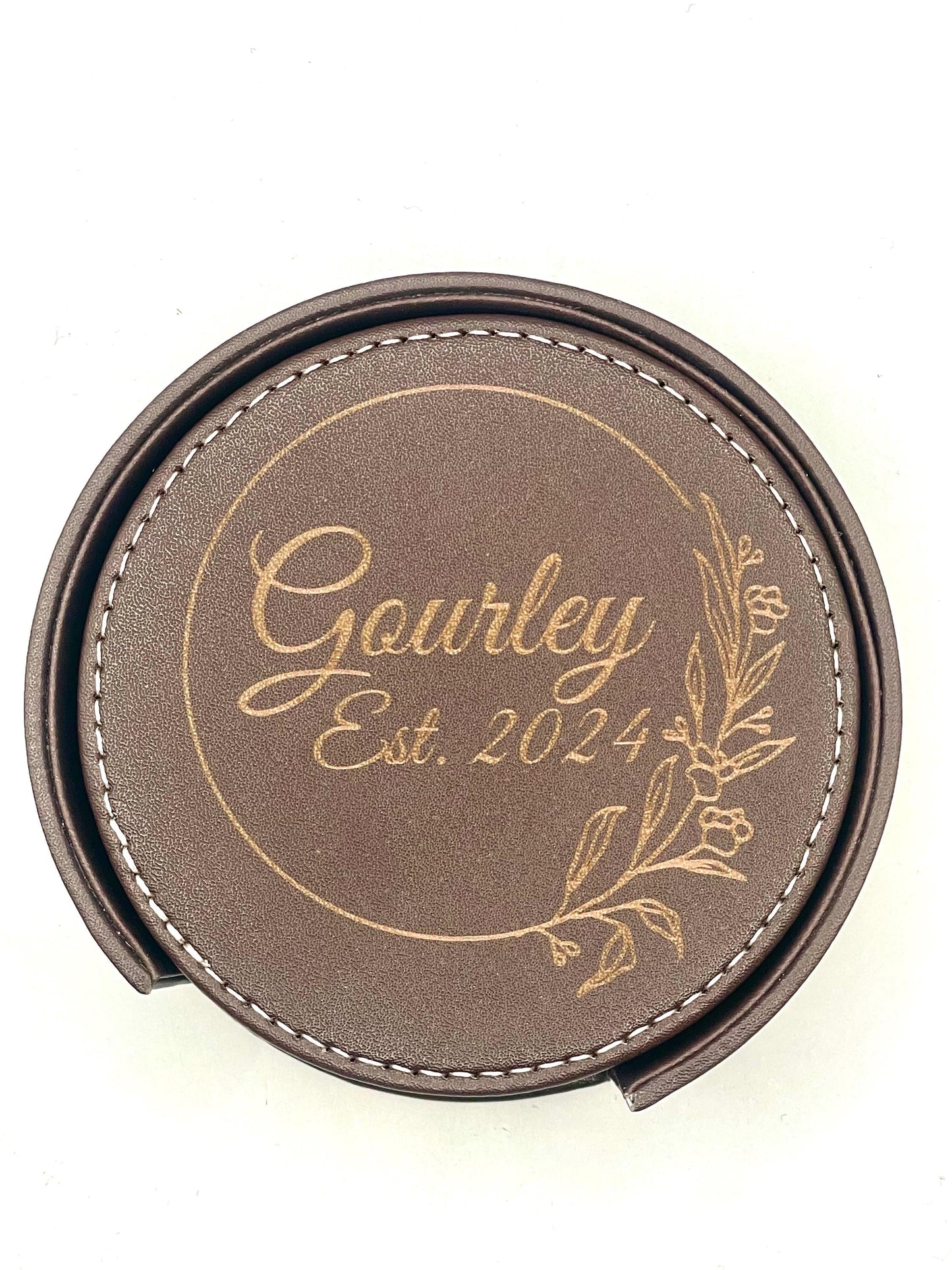 6-Pack Leatherette Coasters with Laser Engraved Personalization