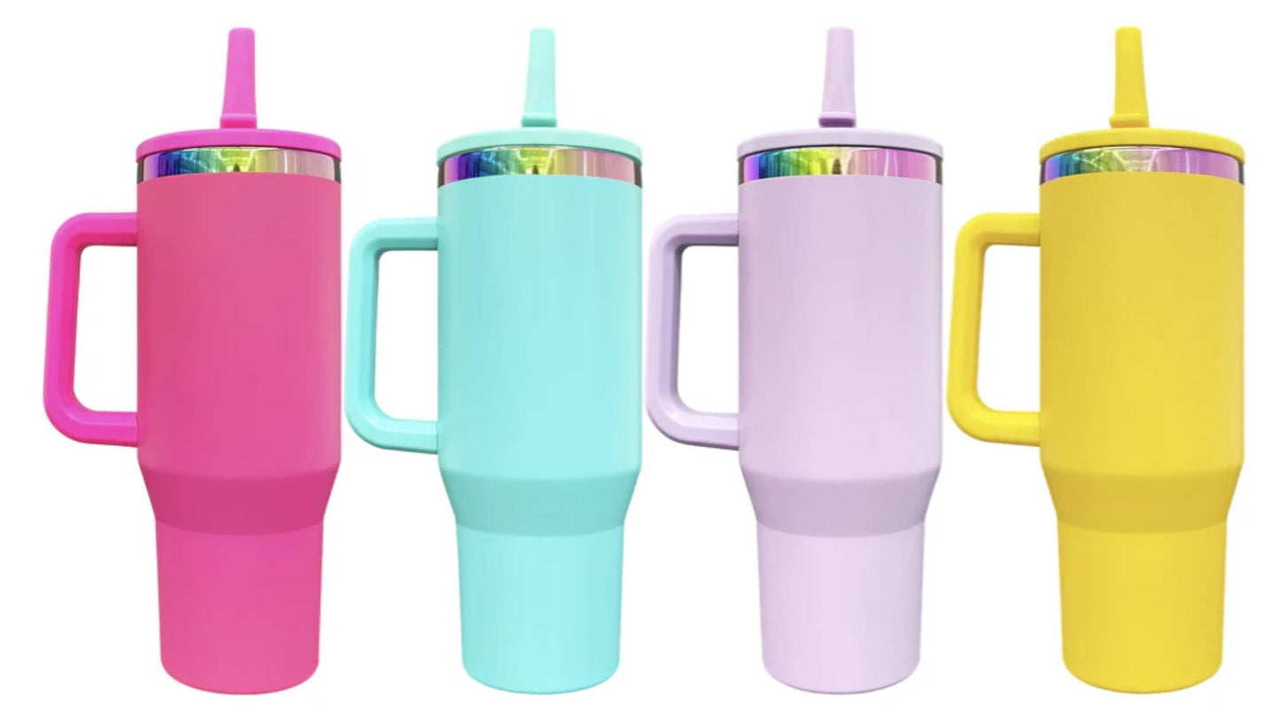 40oz Flip Straw Tumbler with Handle Leak Proof with Laser Engraved Personalization