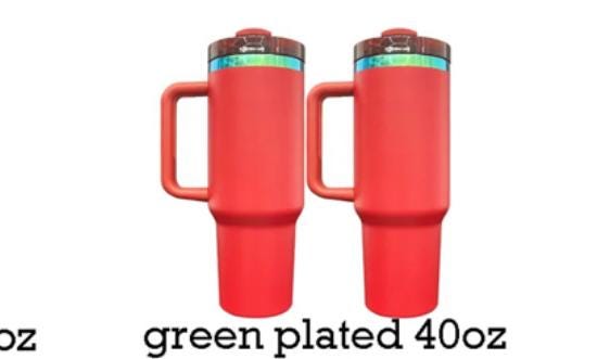 Christmas Flannel Full Wrap 40oz Tumbler with handle Black Steel, Green with Gold, red with gold, red with green plating, christmas gift