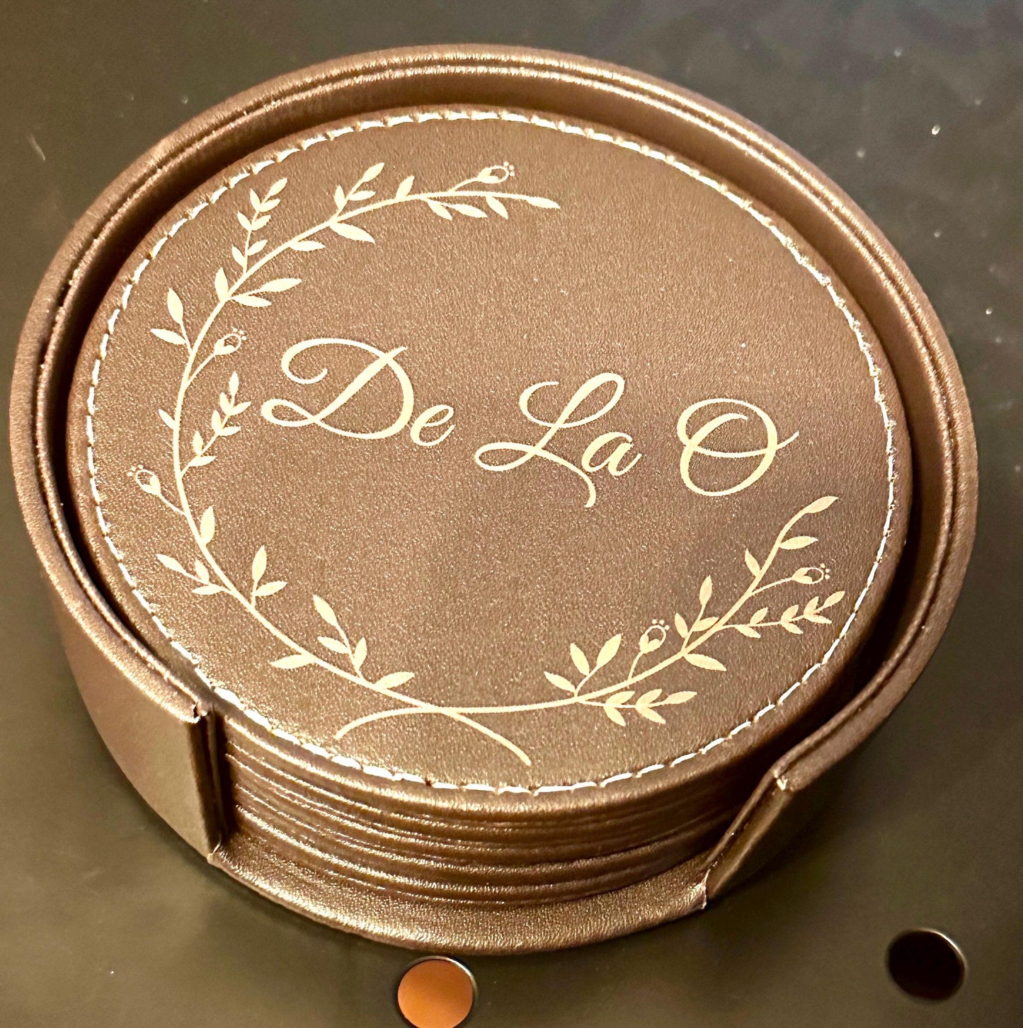 6-Pack Leatherette Coasters with Laser Engraved Personalization