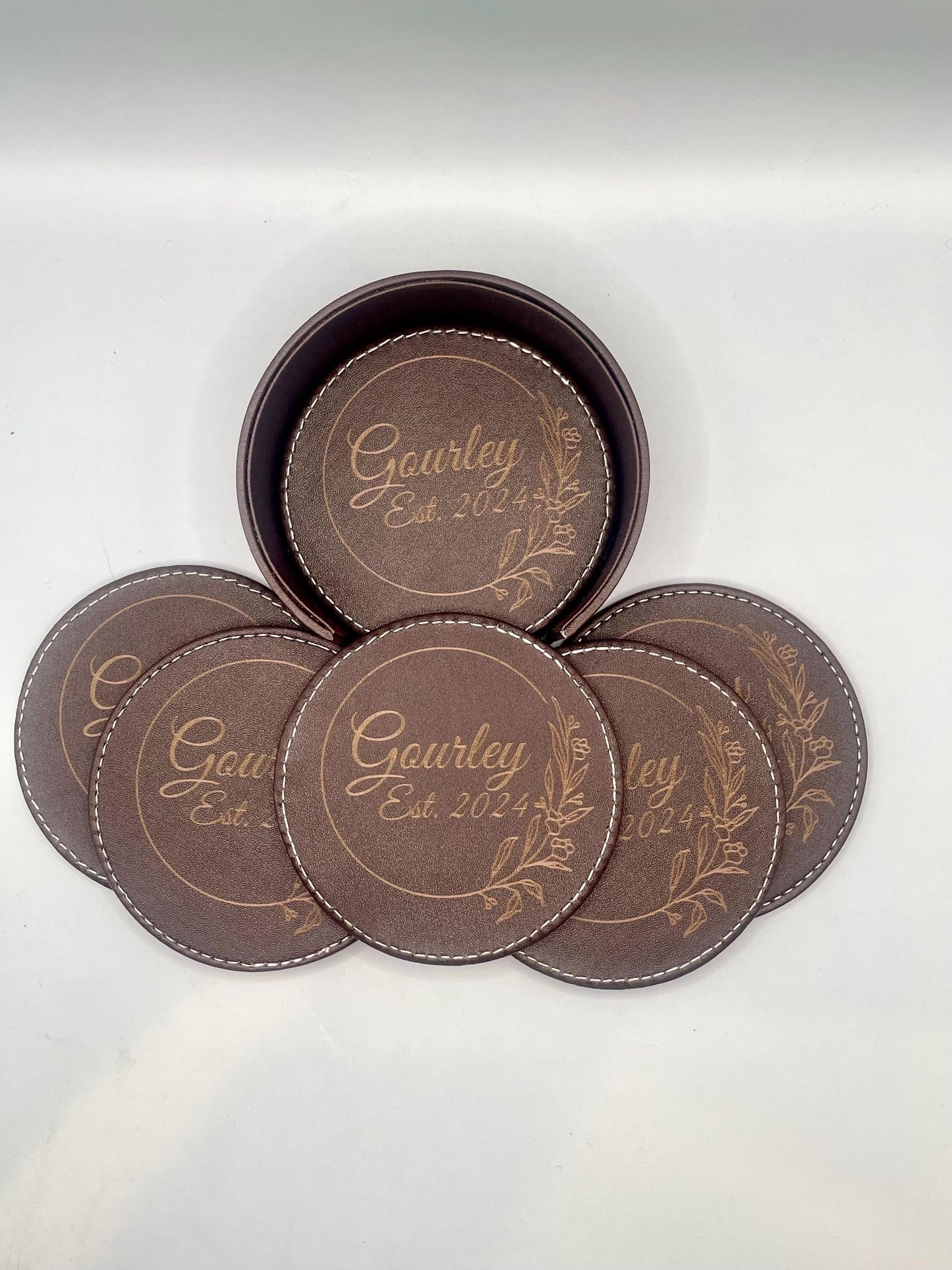 6-Pack Leatherette Coasters with Laser Engraved Personalization