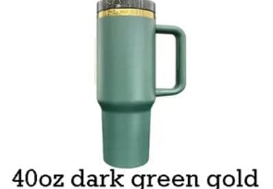 Christmas Ornaments Full Wrap 40oz Tumbler with handle Green with Gold Plating handle, red with gold, red with green plating, christmas gift