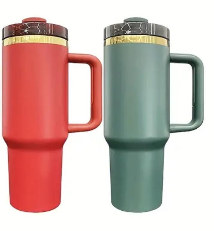 Christmas Holly Mistletoe Full Wrap 40oz Tumbler  White Green Black Steel, Green Gold, red  gold, red green plating, christmas gift, holiday