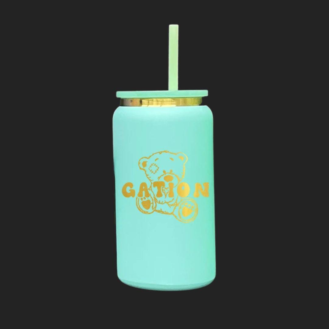 16 oz Stainless Steel Gold Plated Cans in Various Colors, lid and straw, laser engraved, full wrap designs, 16oz metal cans, Kids Tumbler