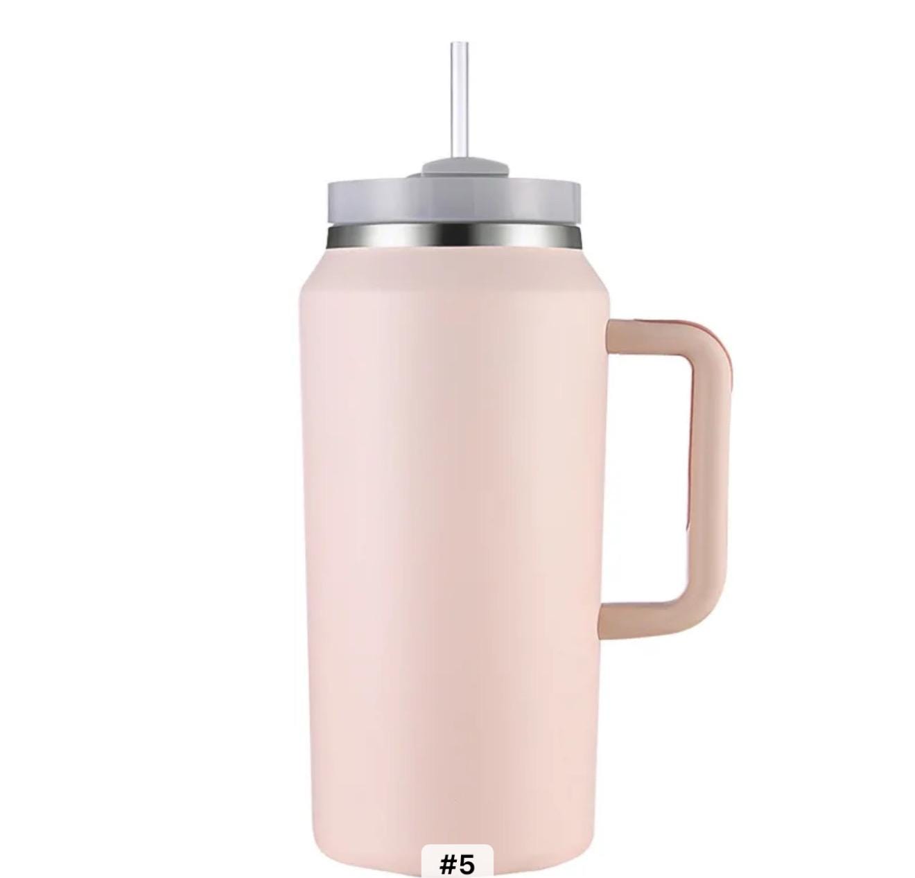 64 oz Tumbler with Handle and Straw , Large Tumbler in dark pink, teal, cream, and black, laser engraving available. Blank tumbler. Gifts