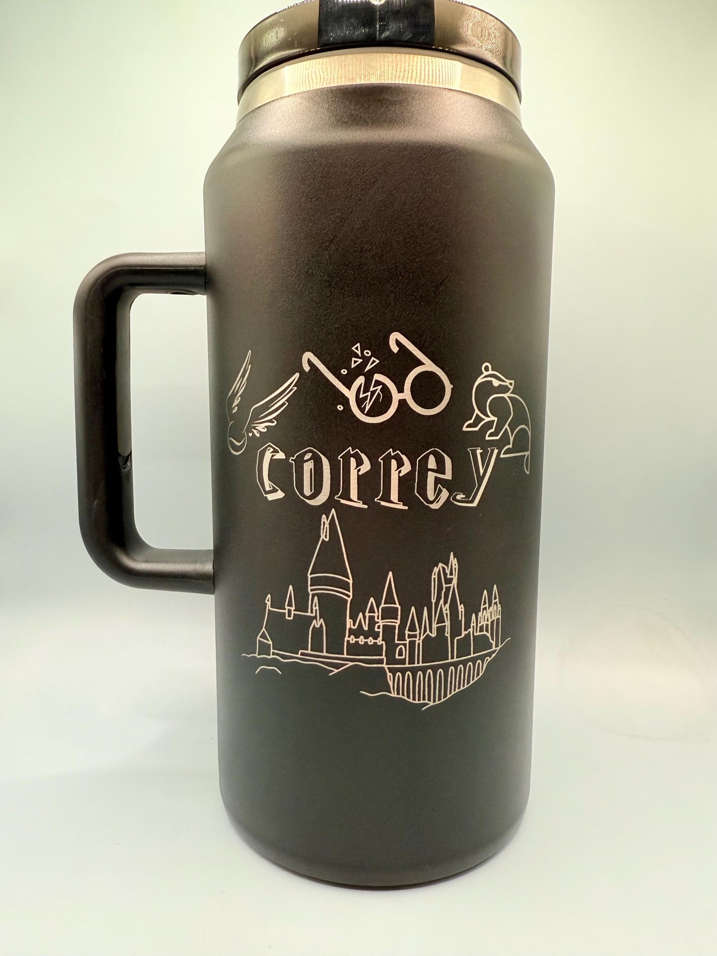 64 oz Tumbler with Handle and Straw , Large Tumbler in dark pink, teal, cream, and black, laser engraving available. Blank tumbler. Gifts