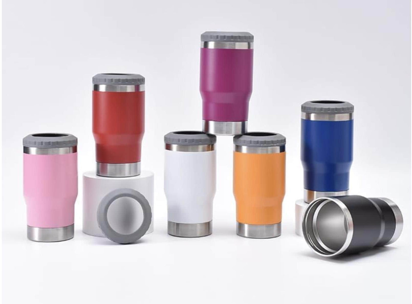4 in 1 Can Cooler leakproof tumbler bottle opener slim regular bottles cans 12oz can cooler and 14o drink tumbler Customize logo or blank