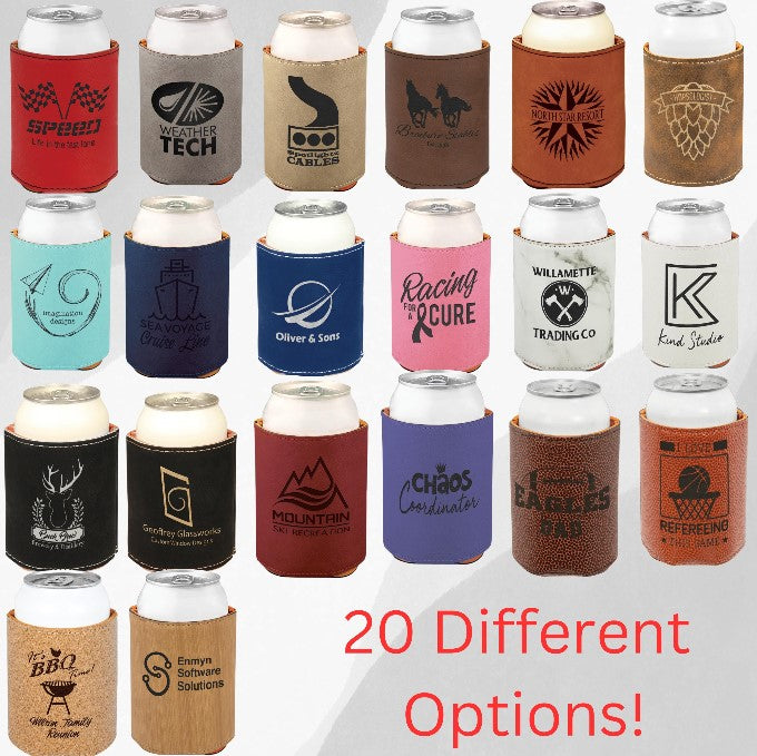 Personalized Leather Koozie Can Coolers