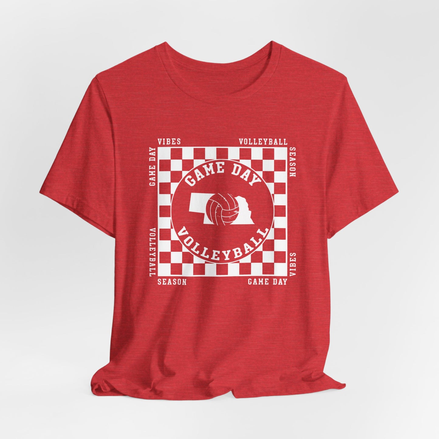 Checkered Game Day Volleyball and Football Adult Shirt